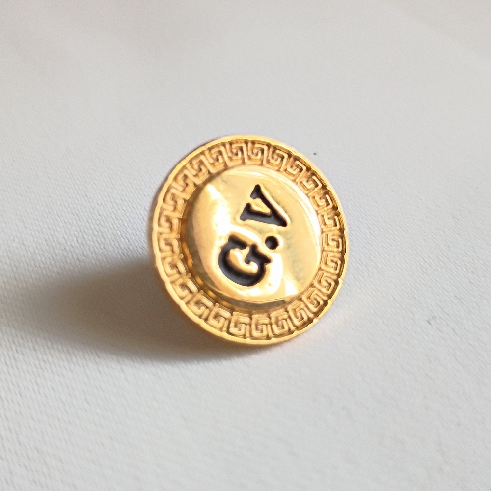 Gianni Versace 90s Employee Service G.V Lapel Pin Brooch